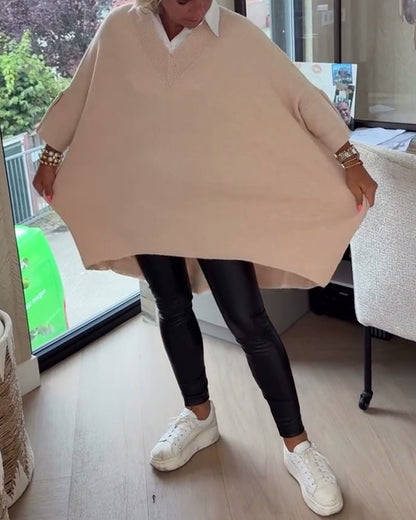 V-Neck Buttoned Asymmetrical Jumper