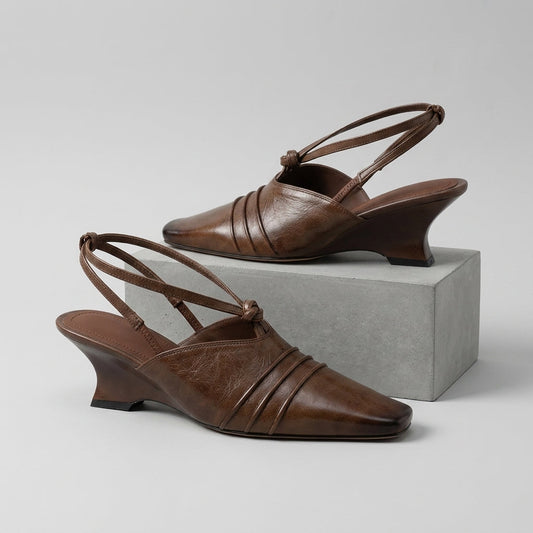 Pamela Pleated Slingback Wedge