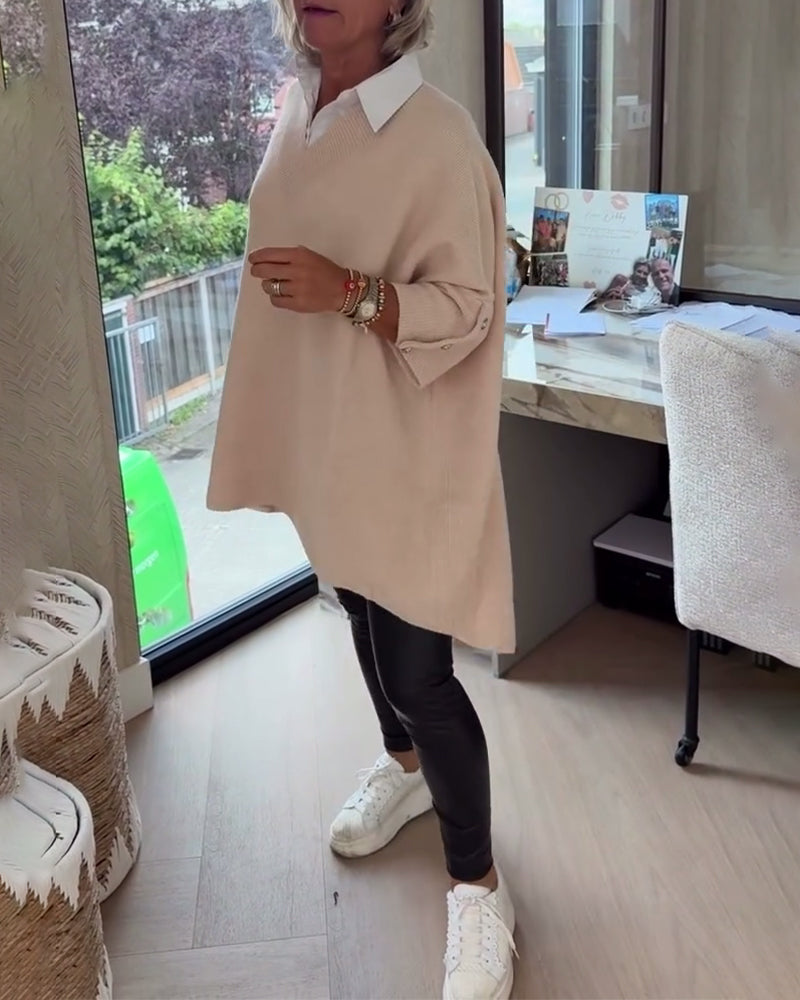 V-Neck Buttoned Asymmetrical Jumper