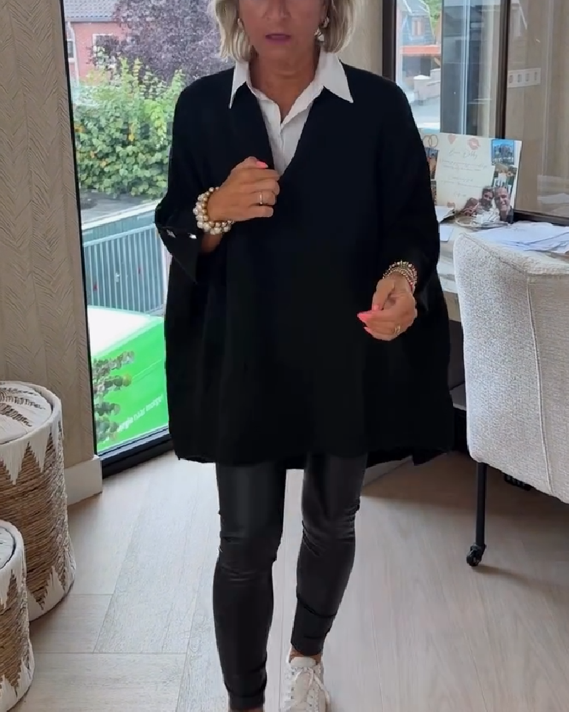 V-Neck Buttoned Asymmetrical Jumper