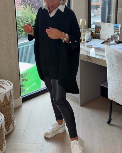 V-Neck Buttoned Asymmetrical Jumper