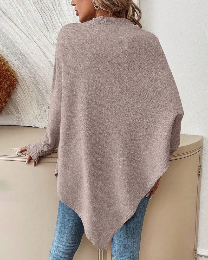 Floral Loose Fit Sweater with Bat Sleeves