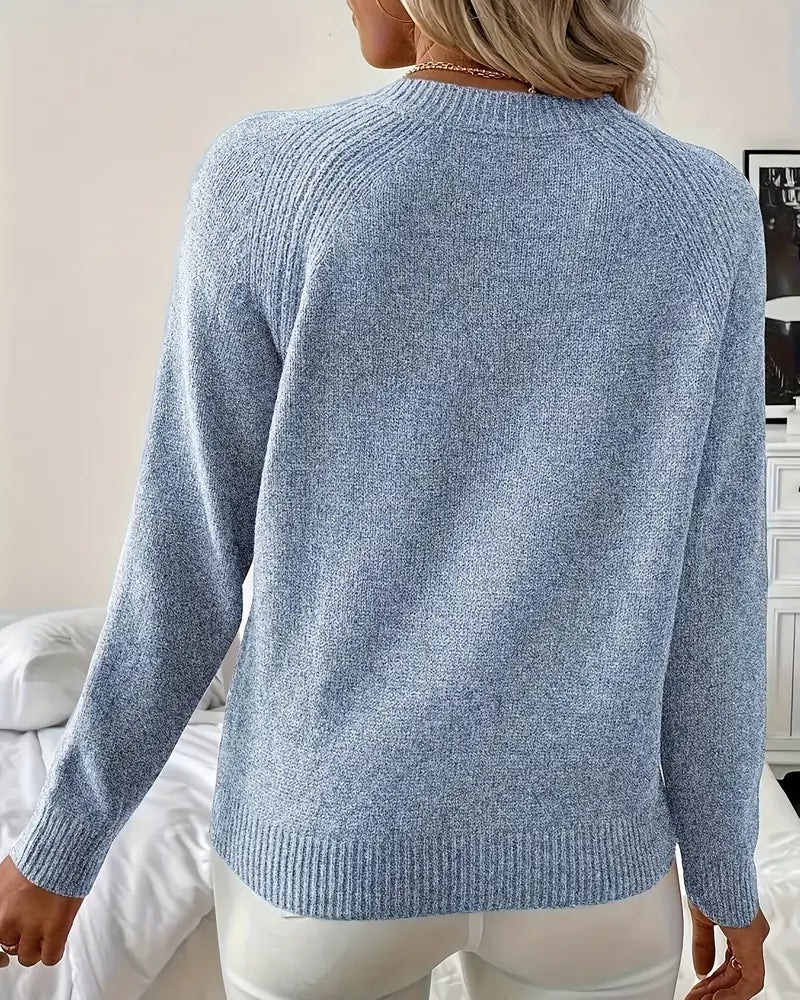 Button Decorated Raglan Sleeve Sweater
