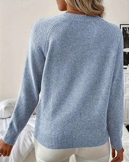Button Decorated Raglan Sleeve Sweater