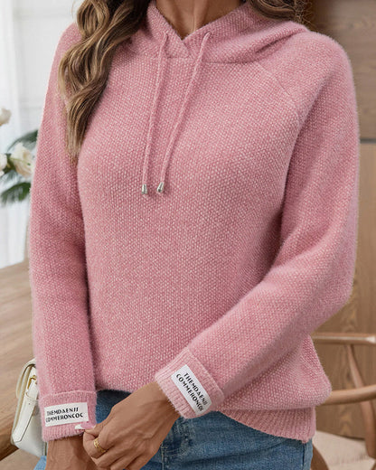 Hooded Drawstring Raglan Sleeve Fashion Jumper