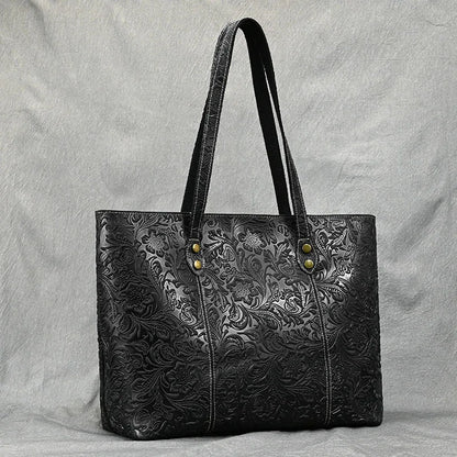 Camille Floral Embossed Leather Tote