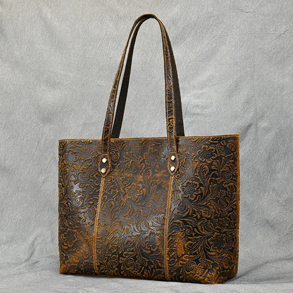 Camille Floral Embossed Leather Tote