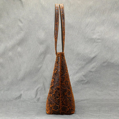 Camille Floral Embossed Leather Tote