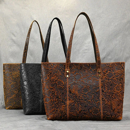 Camille Floral Embossed Leather Tote