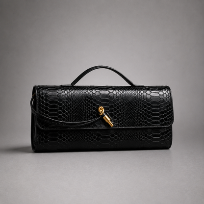 Fleur Snake Print Clutch