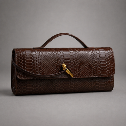 Fleur Snake Print Clutch