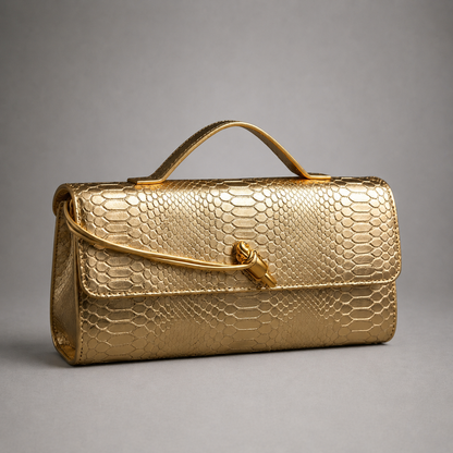 Fleur Snake Print Clutch