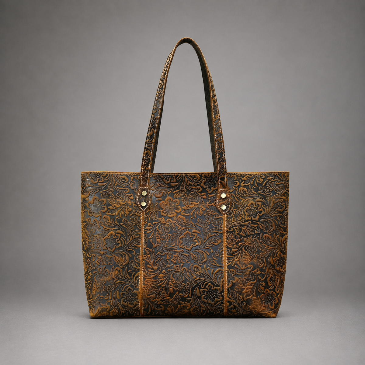 Camille Floral Embossed Leather Tote