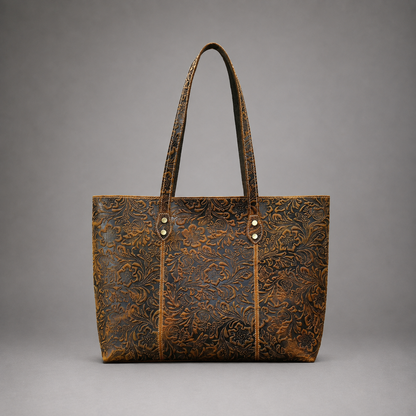 Camille Floral Embossed Leather Tote