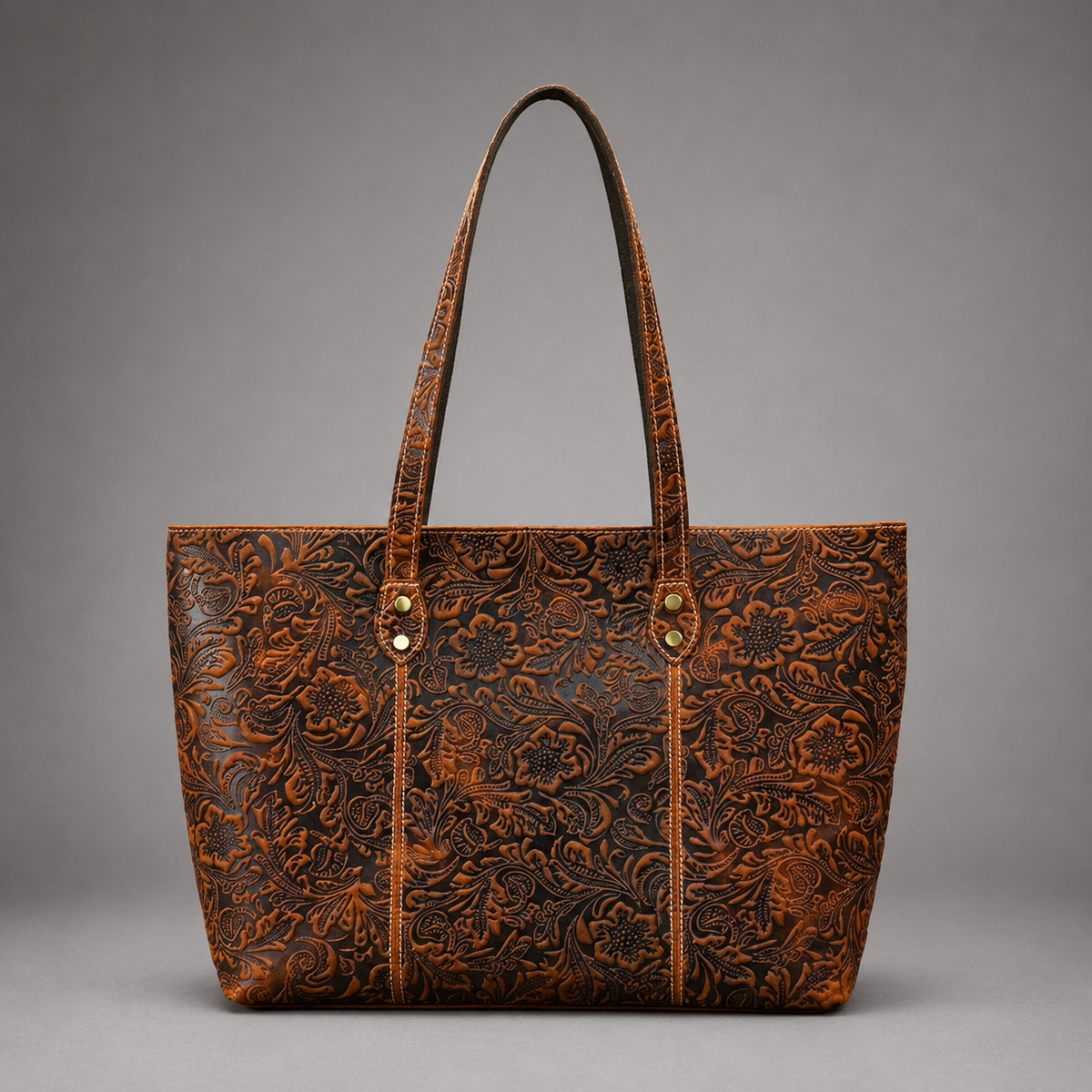 Camille Floral Embossed Leather Tote