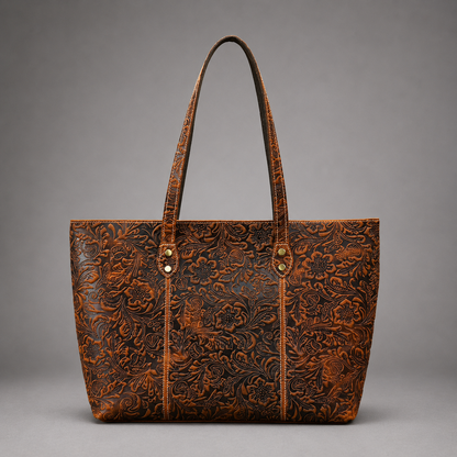Camille Floral Embossed Leather Tote